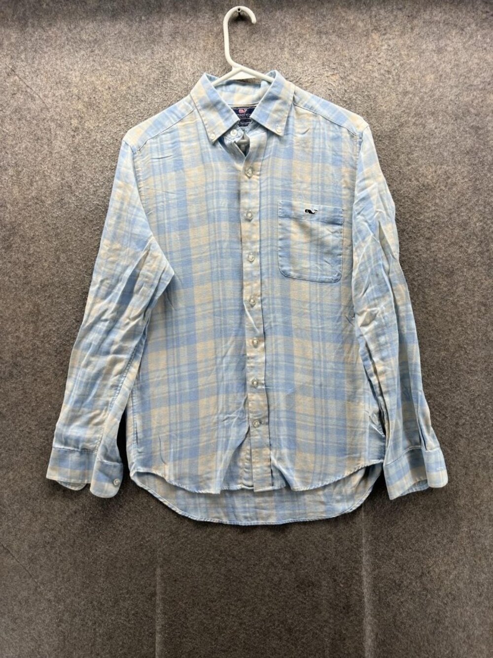 Vineyard Vines Shirt Men Small Blue Plaid Long Sleeve Button Up Slim Casual